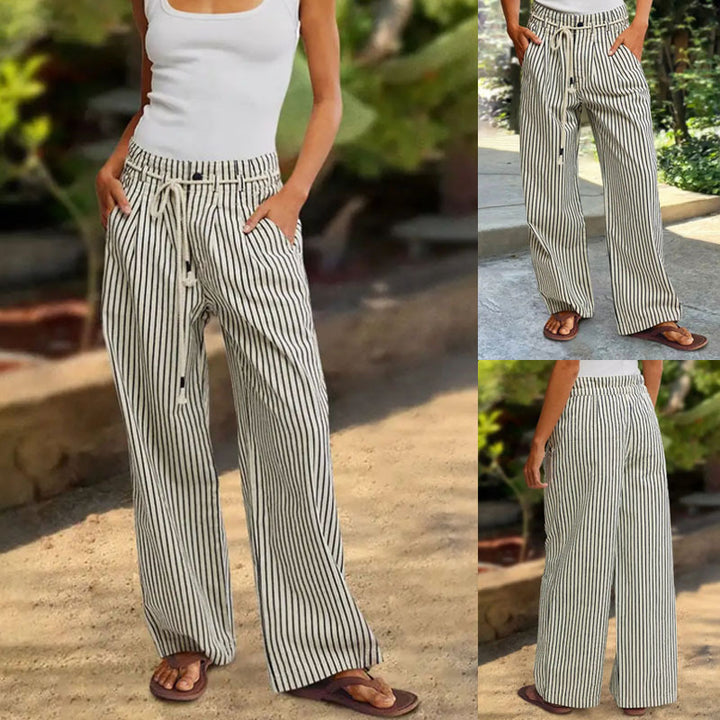 Lune London Casual Striped Linen Pants for Women