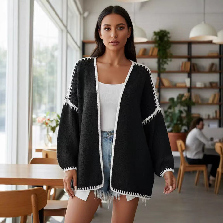 Cardigan ouvert pour femme avec coutures contrastées élégantes Chic & Stil