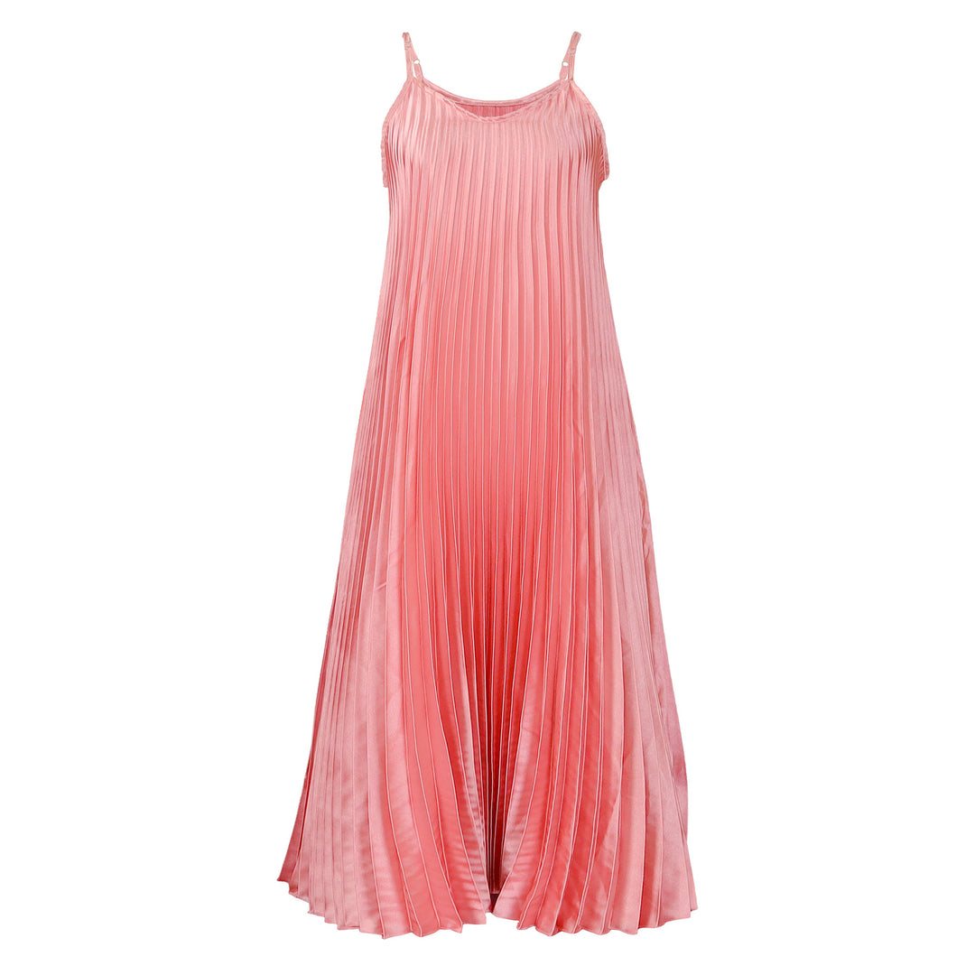 Maxi dress for women with pleated design and spaghetti straps Lune London