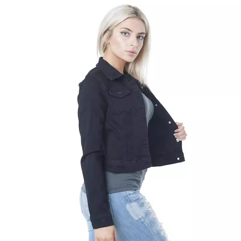 Women's classic denim jacket in a fashionable cut with button details Lune London