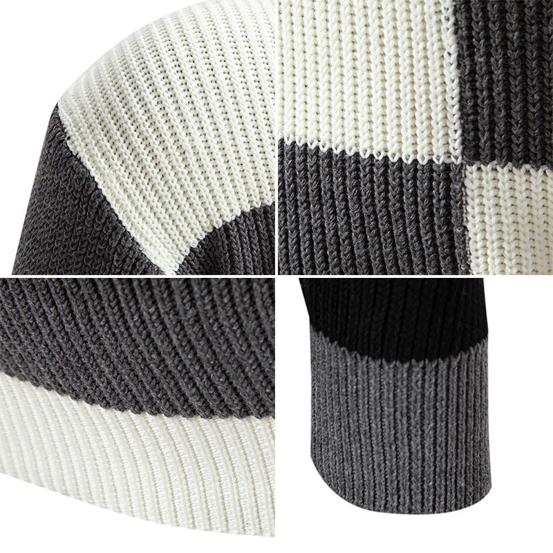 Elegant turtleneck sweater for men with structured checkered pattern Lune London