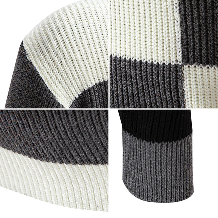 Elegant turtleneck sweater for men with structured checkered pattern Lune London