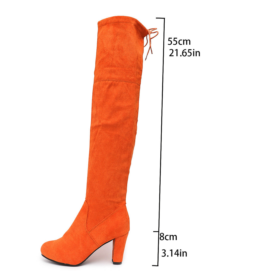 Over-the-knee boots for women with a modern design and an elegant block heel Lune London