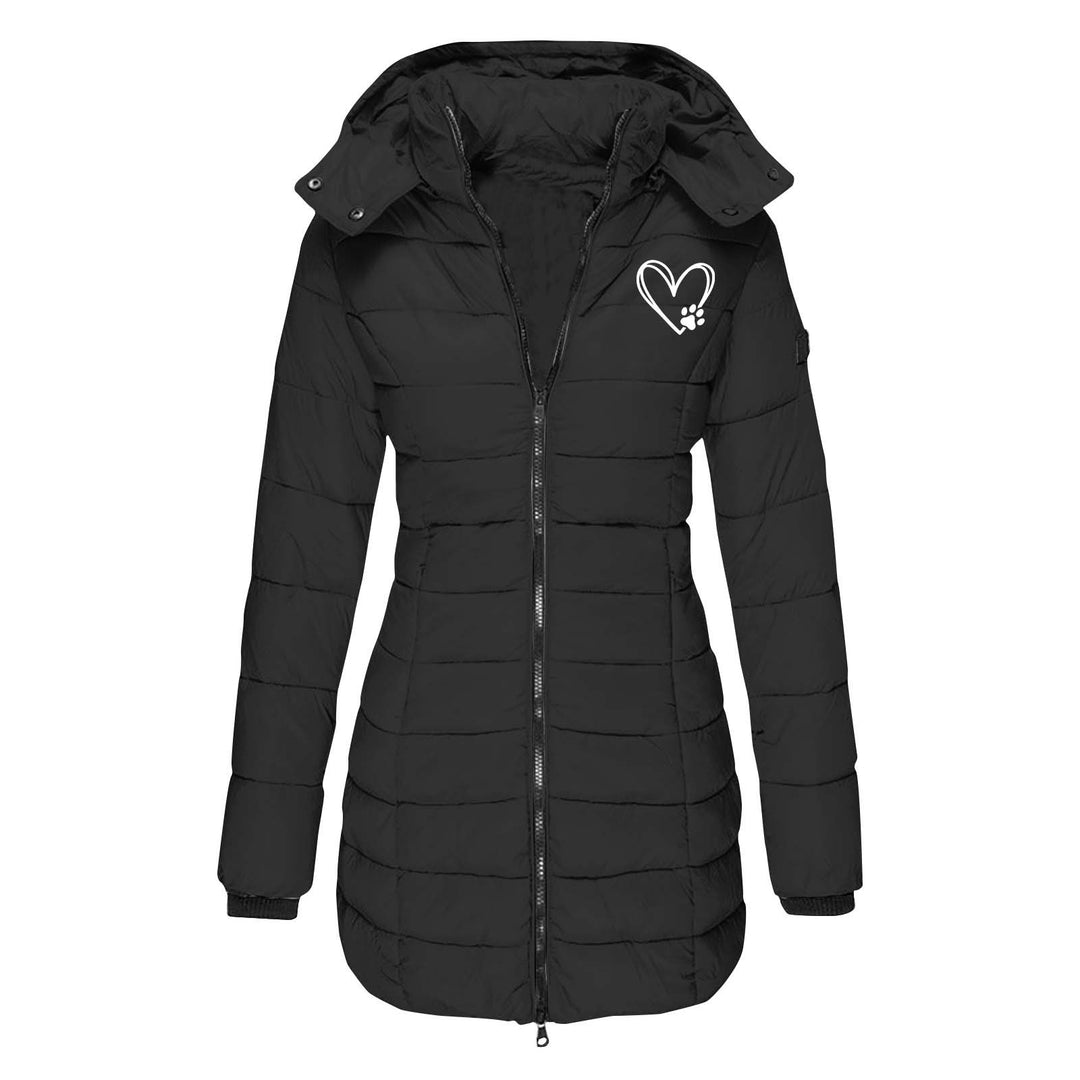 Ladies winter quilted down jacket with removable hood Lune London
