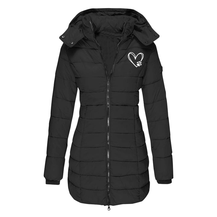 Ladies winter quilted down jacket with removable hood Lune London