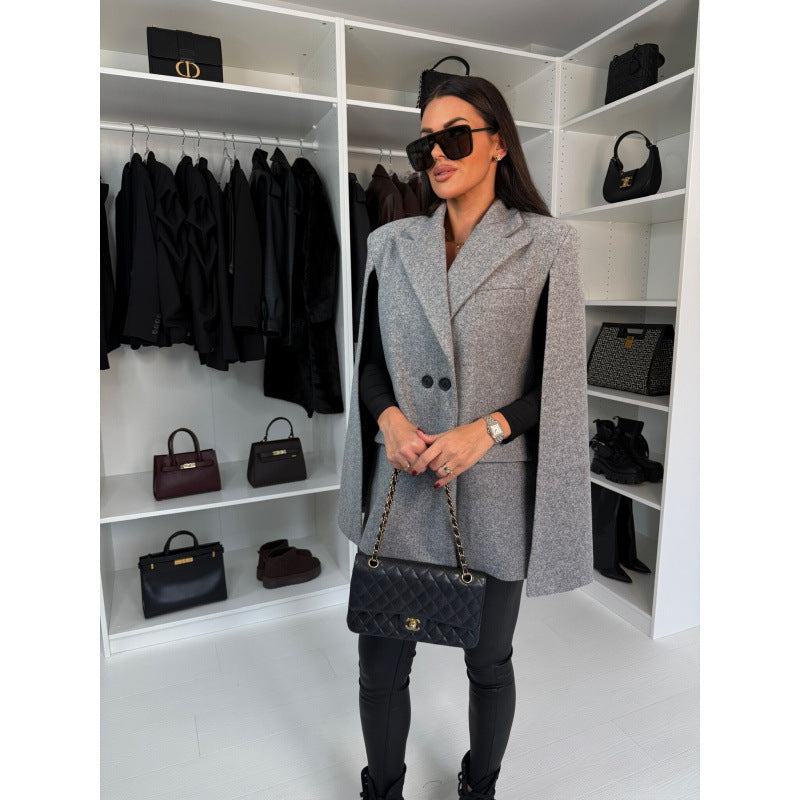 Women blazer cape double-breasted Chic and Style