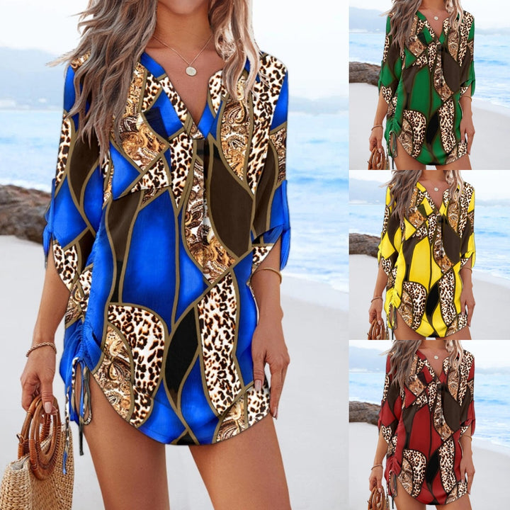 Ladies beach dress with an elegant animal pattern and a relaxed fit Lune London