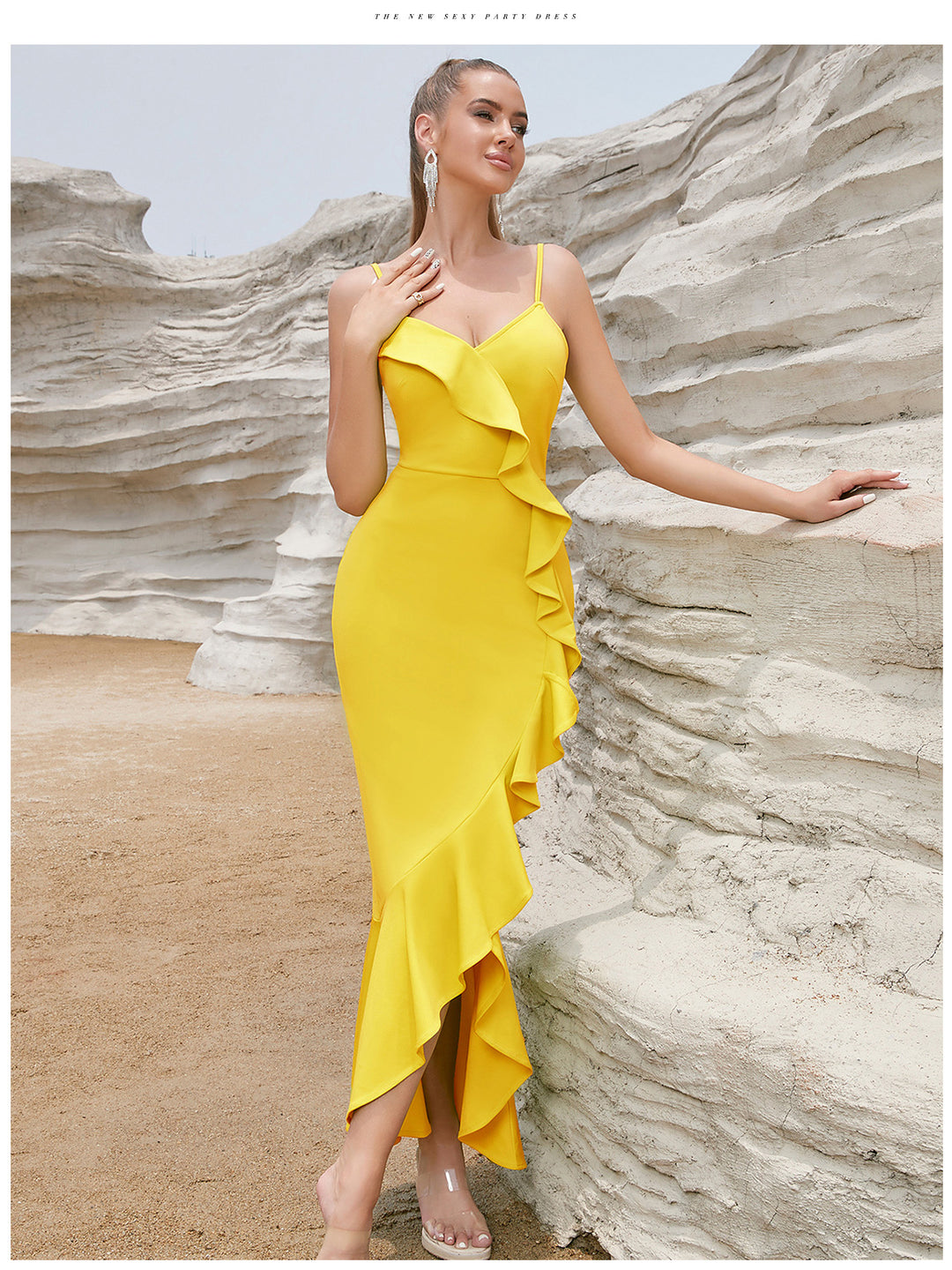 Robe Maxi Sexy pour Femme avec Volants et Fente Haute Chic & Stil
