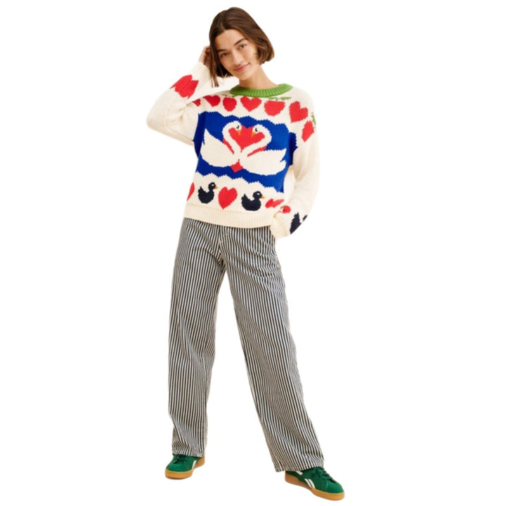 Knitted sweater for women with animal print and colorful accents Lune London