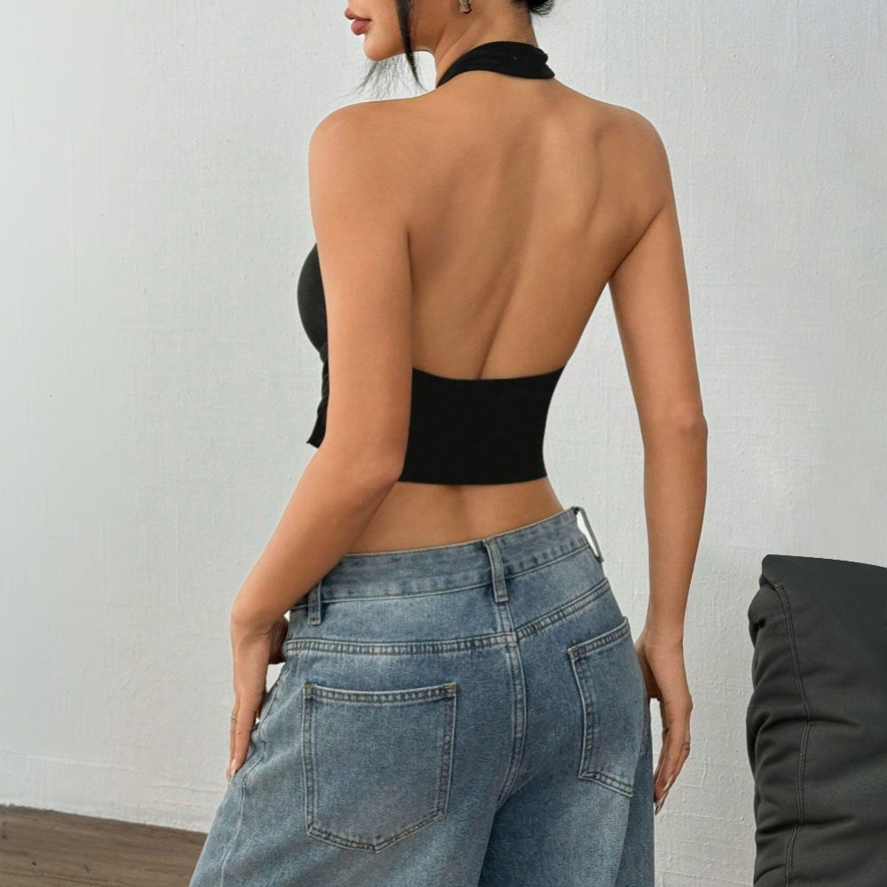 Top enroulé pour femmes avec un décolleté en V plus profond et un détail à nouer Chic & Stil
