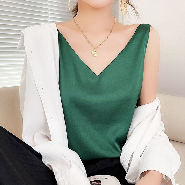 Women V-neck Satin Blouse Lune London