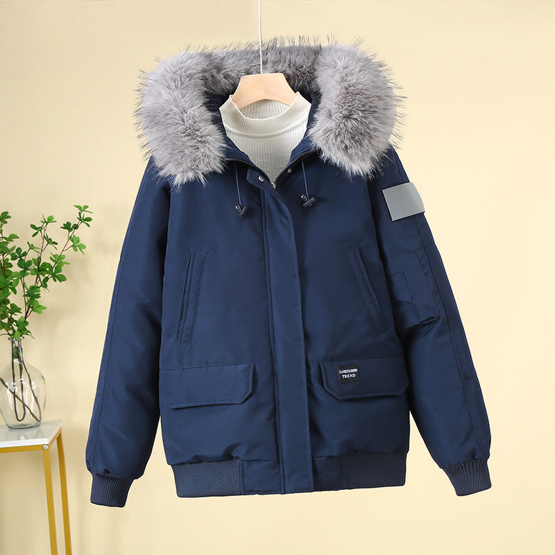 Women winter coat with removable faux fur collar and large pockets Lune London