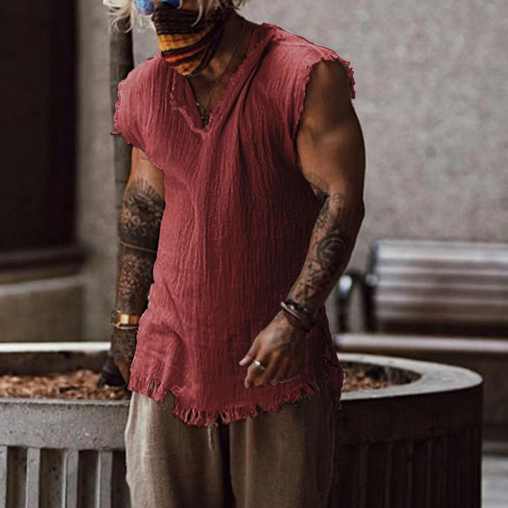 Casual shirt for men with V-neck and frayed hem Lune London