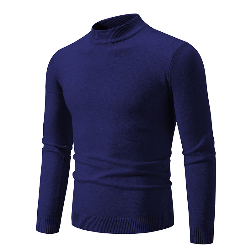 Men's Fine Knit Pullover with High Collar and Elastic Cuffs Lune London