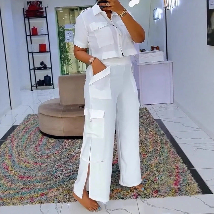 Ensemble de crop top élégant et de pantalons cargo pour femmes Chic & Stil