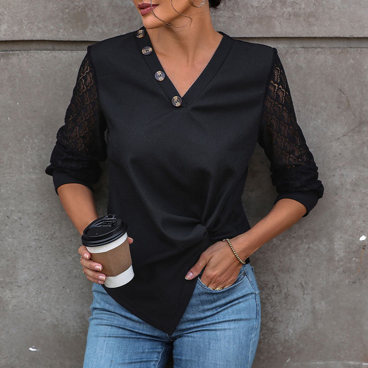 Top femme avec détails en dentelle et boutons Chic & Stil