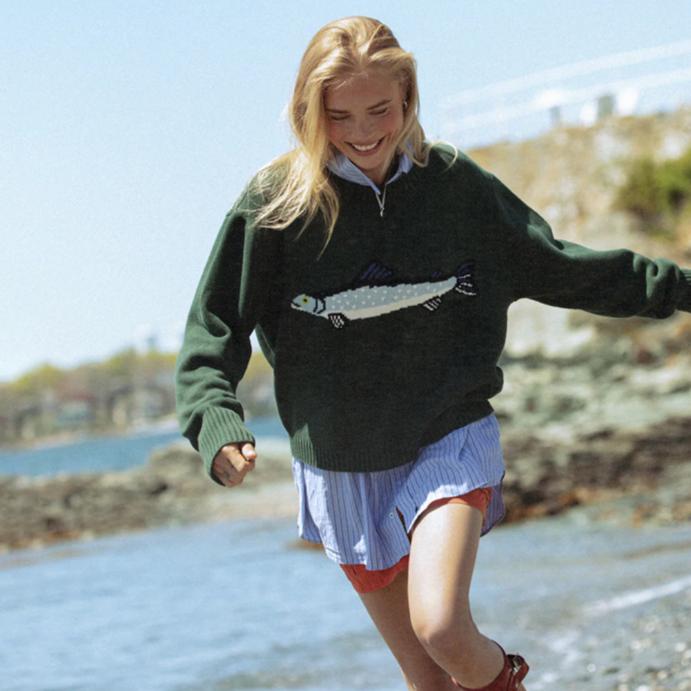 Women's sweatshirt with unique fish embroidery Lune London