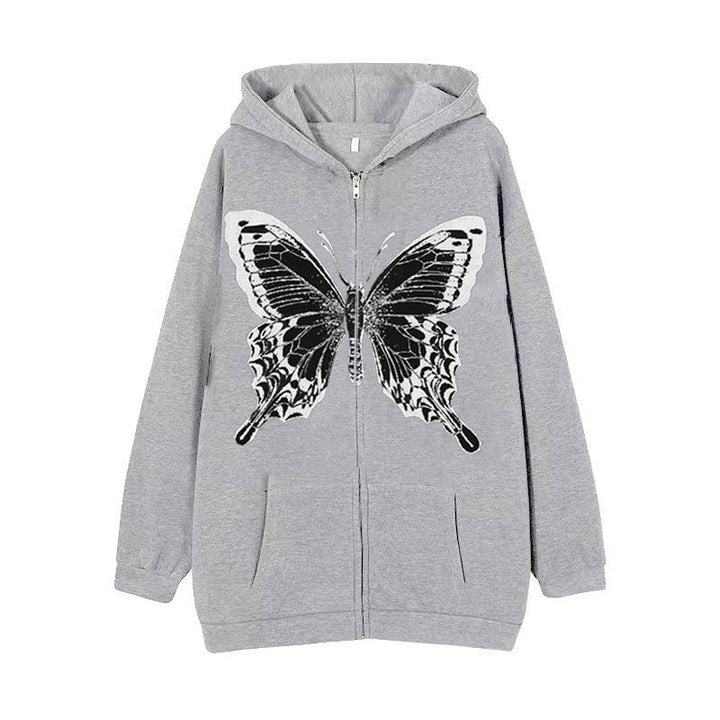 Women's zip hoodie with striking butterfly motif Lune London