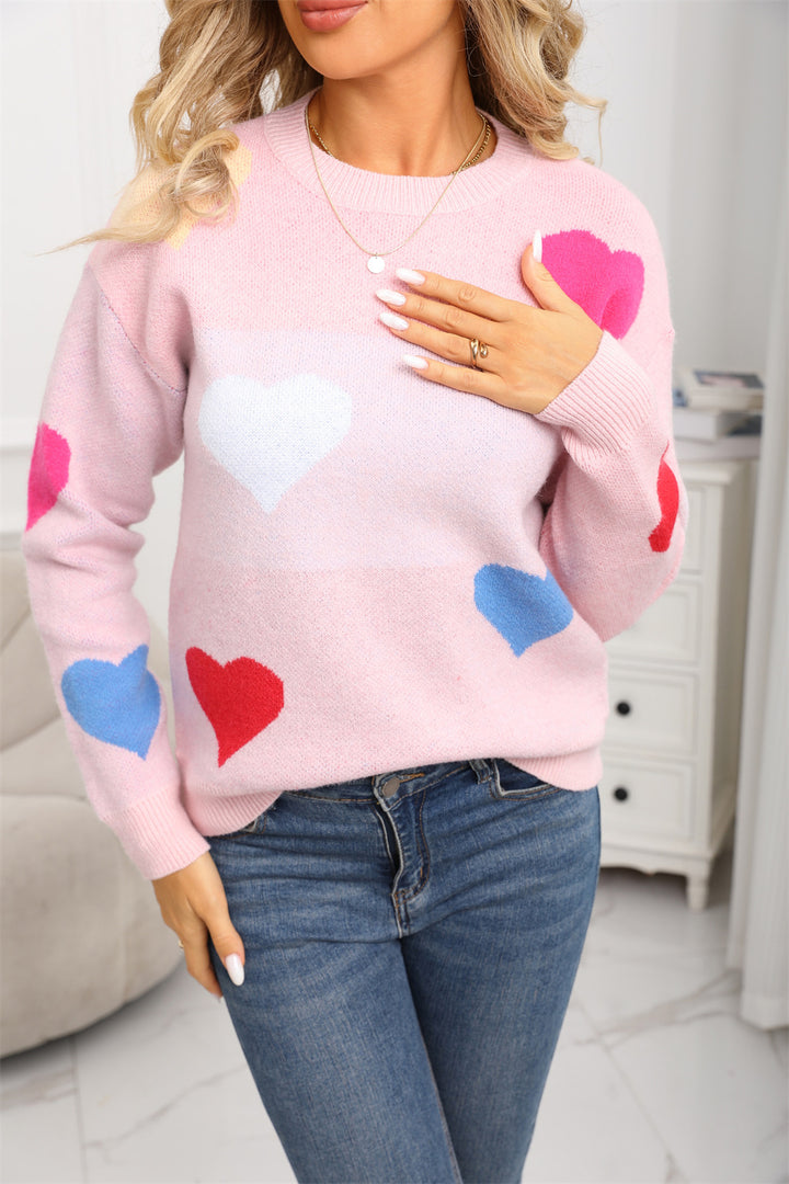 Pull confortable pour femme avec motifs en cœur et surface texturée Chic & Stil