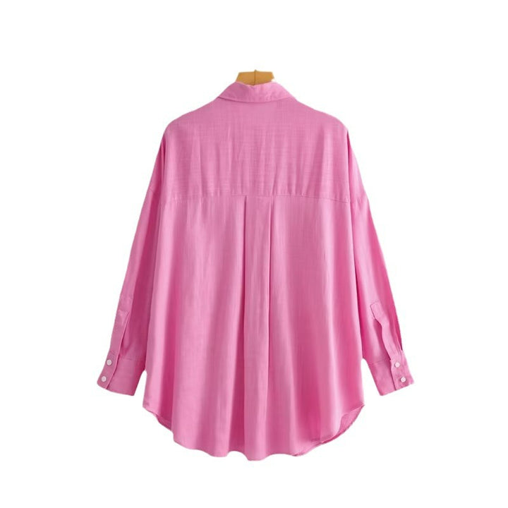 Chemise Blouse Oversized Décontractée Femme avec Poche Poitrine et Structure Subtile Chic & Stil