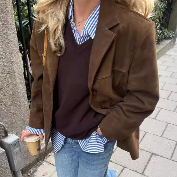 Womens Oversized Wool Blazer with Structured Sleeves Lune London