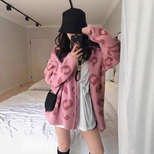 Comfortable knitted cardigan for ladies with unique leopard pattern Lune London