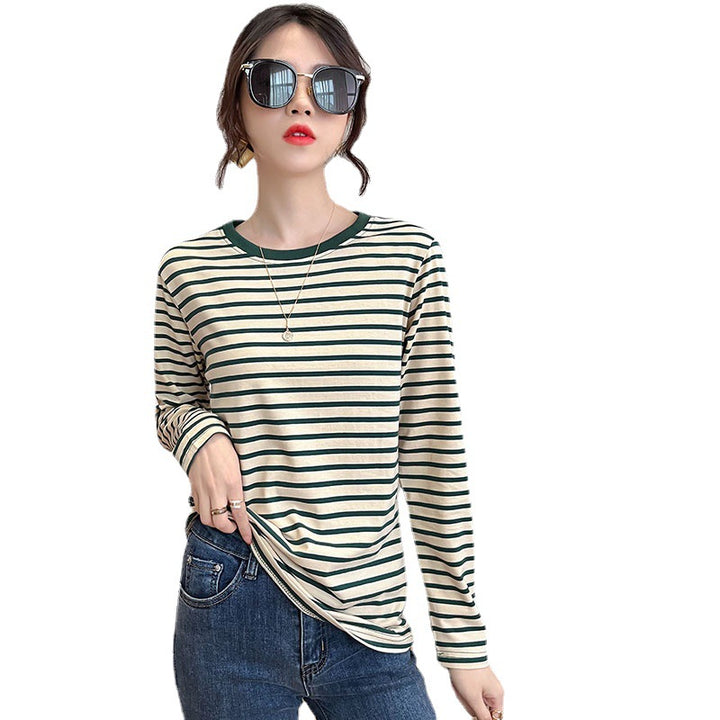 Women's striped long sleeve shirt with round neckline Chic & Stil
