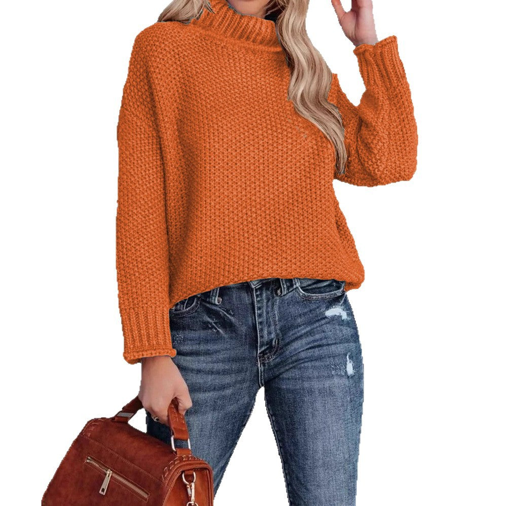 Comfortable knitted sweater for women with a high collar and airy structure Lune London