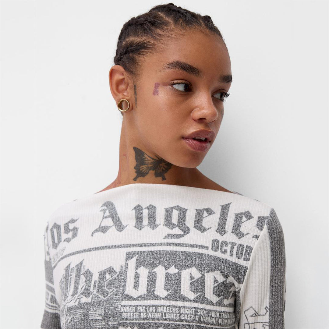 Women Crop-top with creative text design and loose fit Lune London