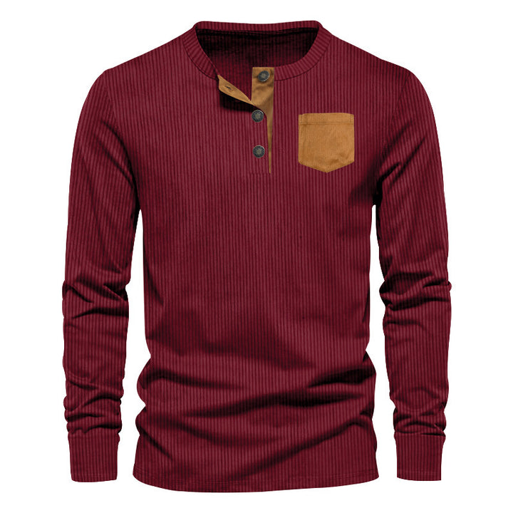 Men's long sleeve shirt with ribbed structure and comfortable high collar Lune London