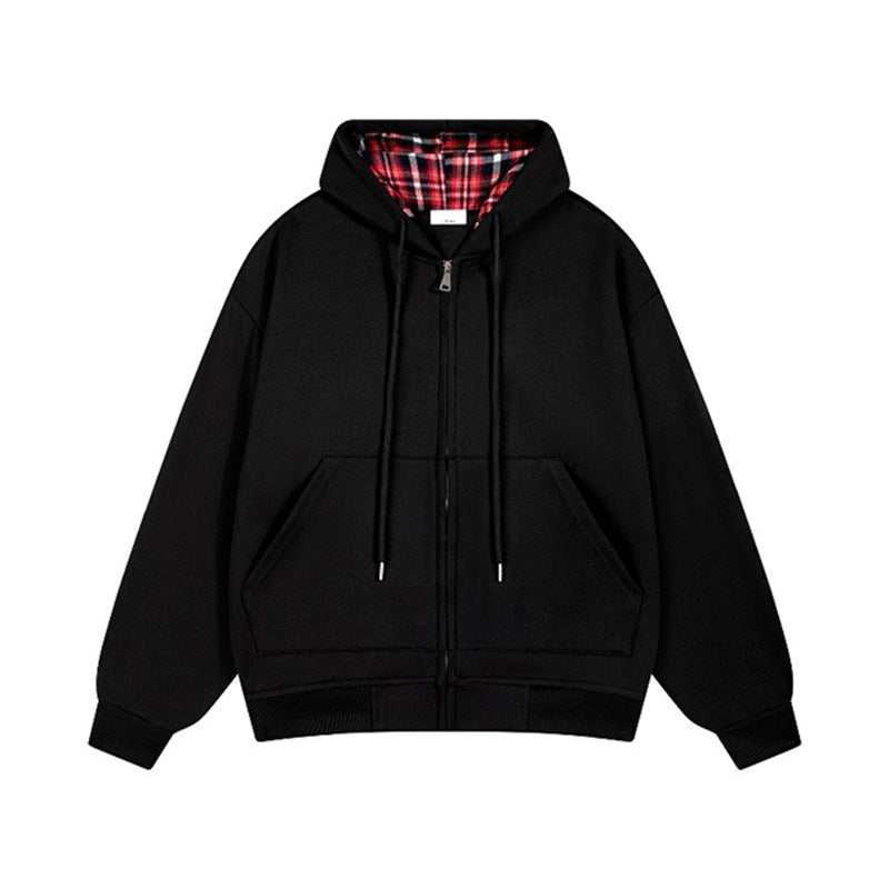 Casual hoodie for women with plaid lining and full zip Lune London