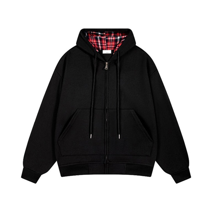 Casual hoodie for women with plaid lining and full zip Lune London