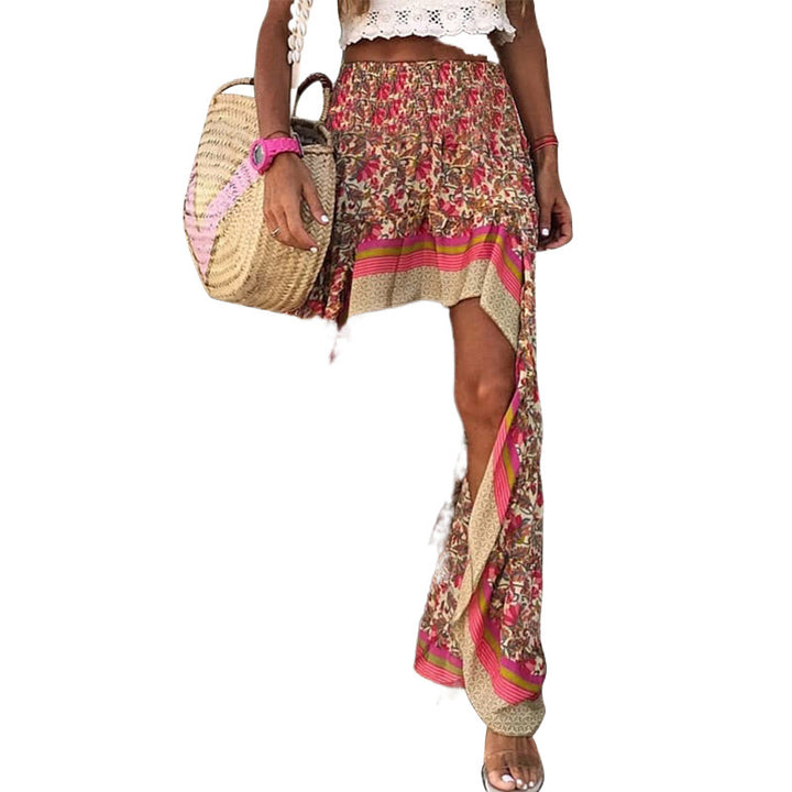 Ladies Chic and Stylish Smocked Floral Maxi Skirt
