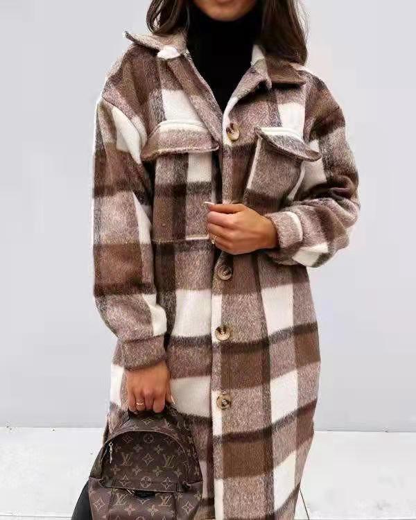 Women Oversized Checkered Shirt-Coat with Practical Pockets Lune London