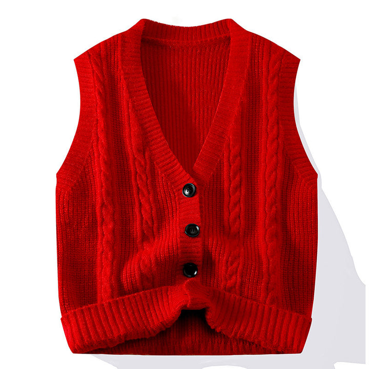 Knitted cardigan for women with button placket and flared arm openings Lune London