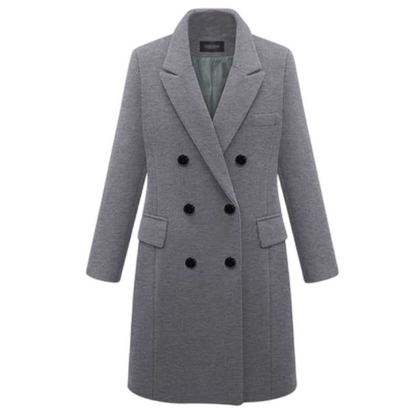 Elegant wool coat for women with double-breasted buttons and pockets Lune London