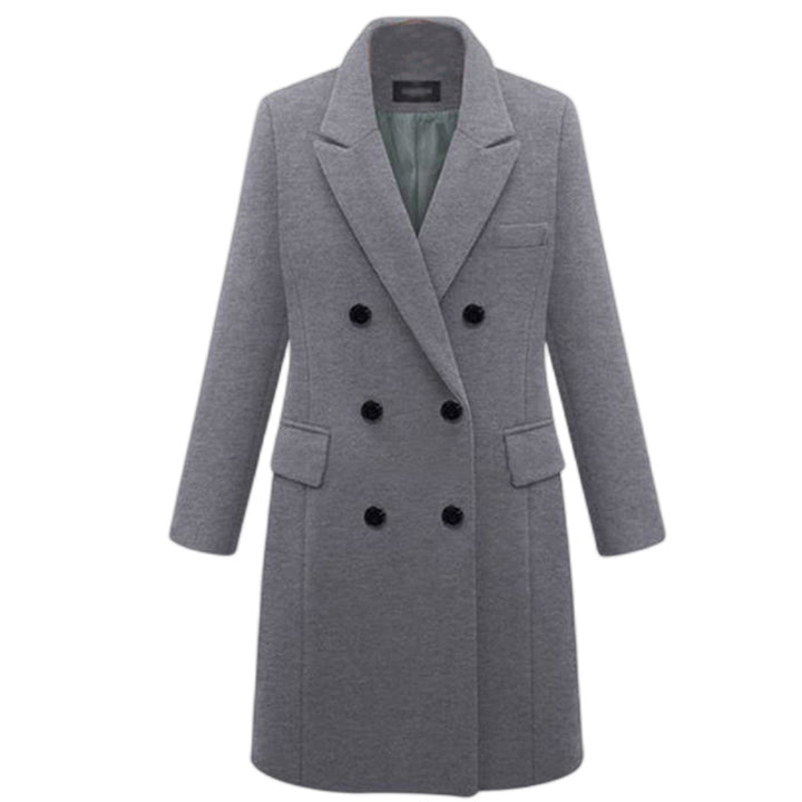 Elegant wool coat for women with double-breasted buttons and pockets Lune London