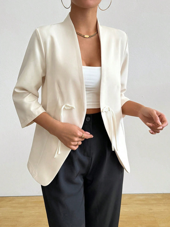 Women's trendy wrap blazer with belted waist and 3/4 sleeves Lune London