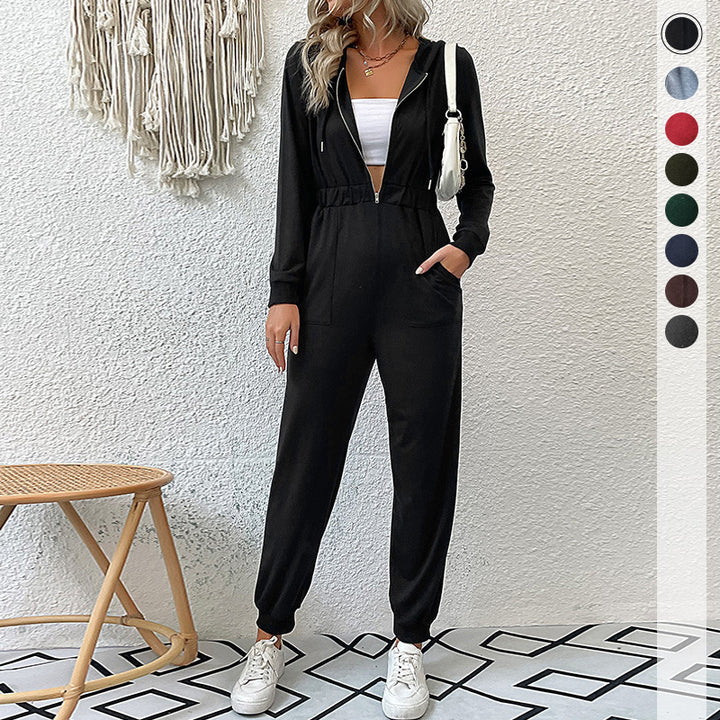 Ladies fashionable jumpsuit with stylish zipper and practical pockets Lune London