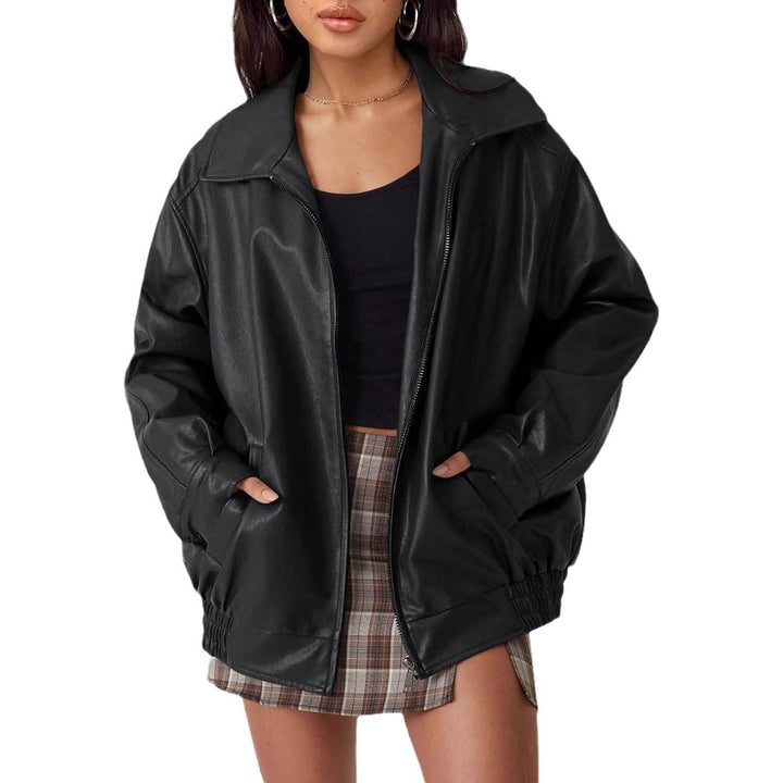 Ladies elegant casual leather coat Lune London