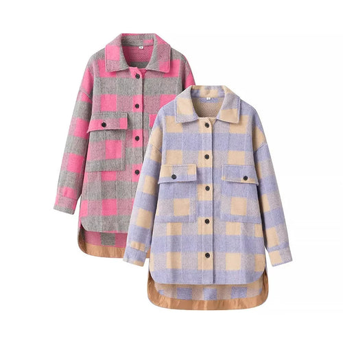 Veste en flanelle surdimensionnée pour femme à motif à carreaux Chic & Stil