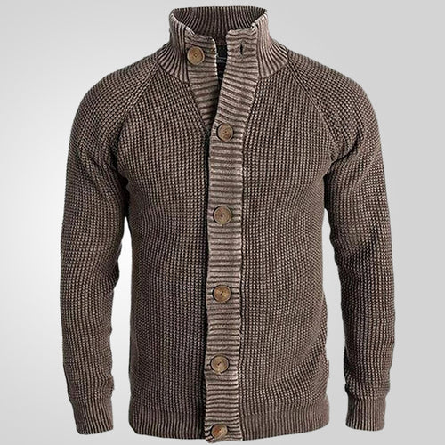 Men's knit jacket with a modern textured pattern and a comfortable high collar Lune London