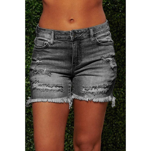 Casual Cut Distressed Denim Shorts for Women Lune London