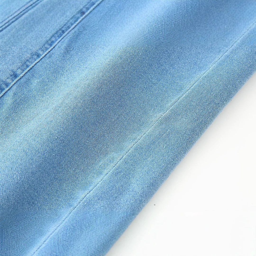 Women's denim dress in elegant shirt style with button closure Lune London