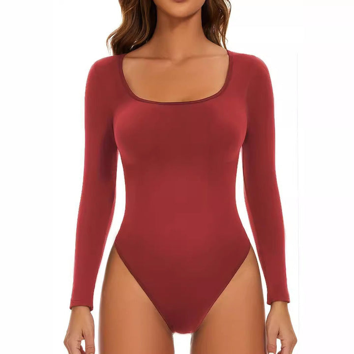 Women's Long Sleeve Bodysuit with Deep Neckline and Figure-Hugging Fit Lune London