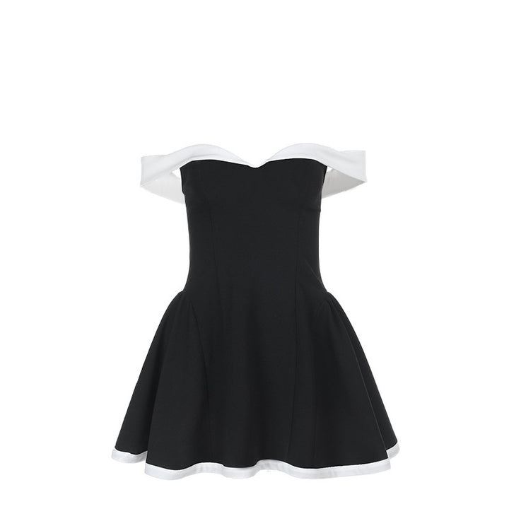 Elegant off-shoulder mini fit-and-flare dress for women Lune London