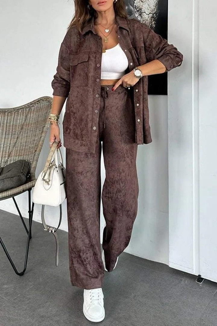 Casual blouse and pant set for women in soft material with special textures Lune London