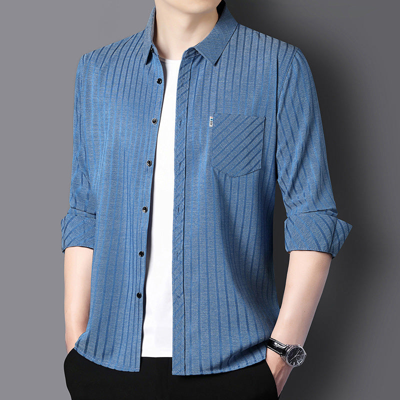 Casual long-sleeved shirt for men with modern striped pattern Lune London