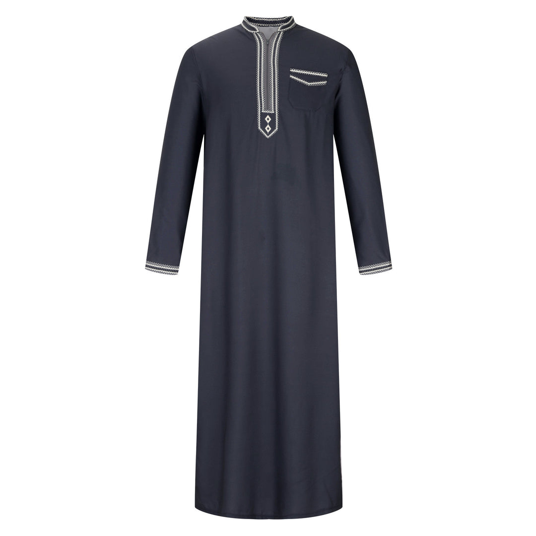 Men's long traditional dress with decorative embroidery and elegant button placket Lune London