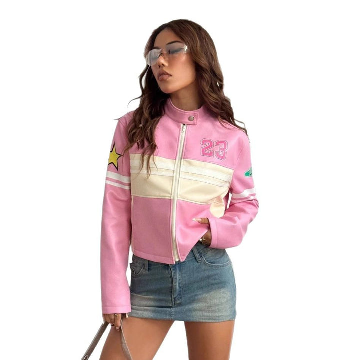 Ladies Short Sporty Jacket with Detailed Appliqués Lune London